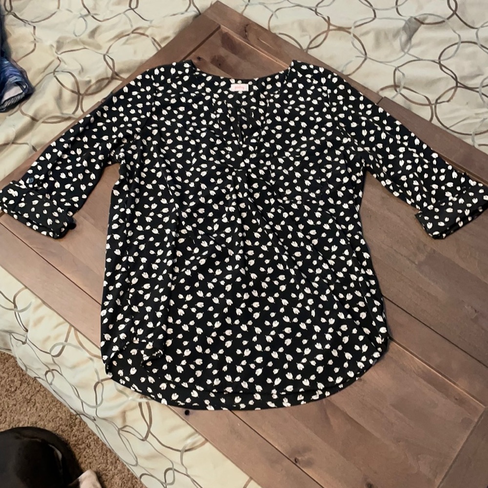 Black and white floral blouse